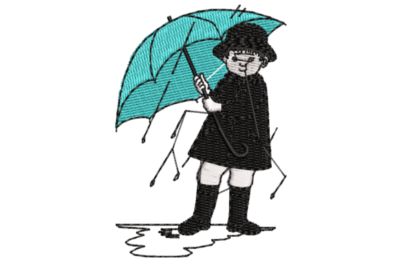 A Designer's Review: Little Girl with Umbrella Embroidery for Seasonal Projects