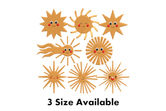 Evaluating the Cute Sun Faces Embroidery Design