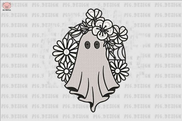 Floral Ghost Embroidery Design for Your Next Project