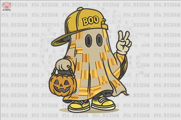 Halloween Boy Ghost Embroidery Design for Seasonal Products