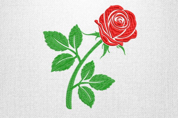 Red Rose Stem Embroidery Design: A Classic Motif for Real Projects